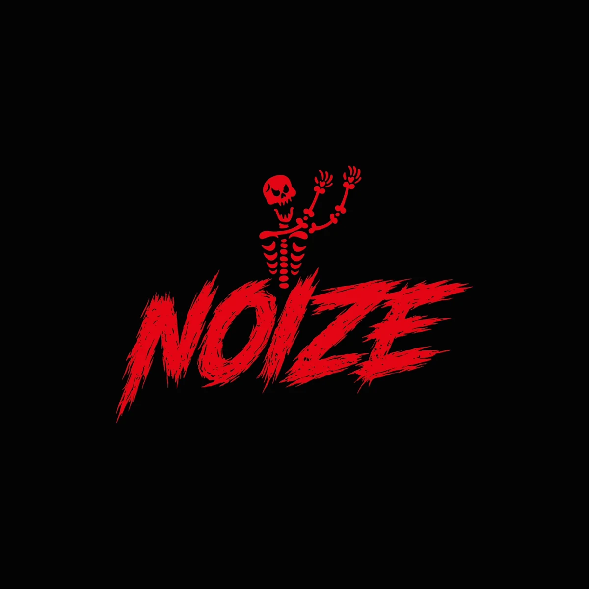 Desenho original da frente: logótipo NOIZE vermelho